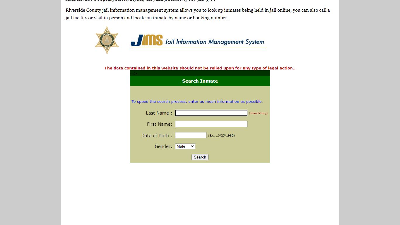 Riverside County Inmate Search - California Inmate Search